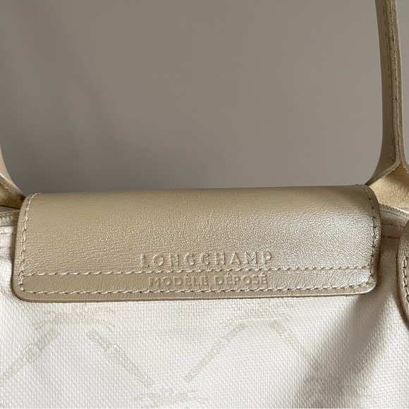 Longchamp Le Pliage White Coated Canvas Tote Bag - Medium - Picture 10 of 15